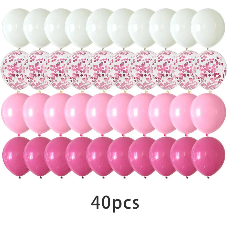 12-Inch Pink Latex Balloons Set for Birthday Party Wedding Decorations - 40 Pieces