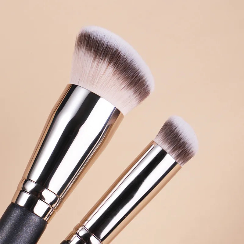 Set of 1-3 Makeup Brushes for Foundation Concealer Blush Contour - Synthetic, Multi-Color Handle