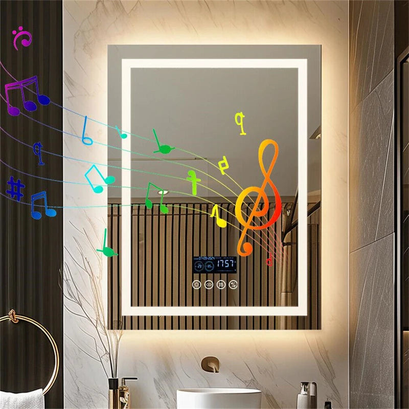 LED Bathroom Mirror with Bluetooth Speaker Anti-Fog Backlit & Front Light