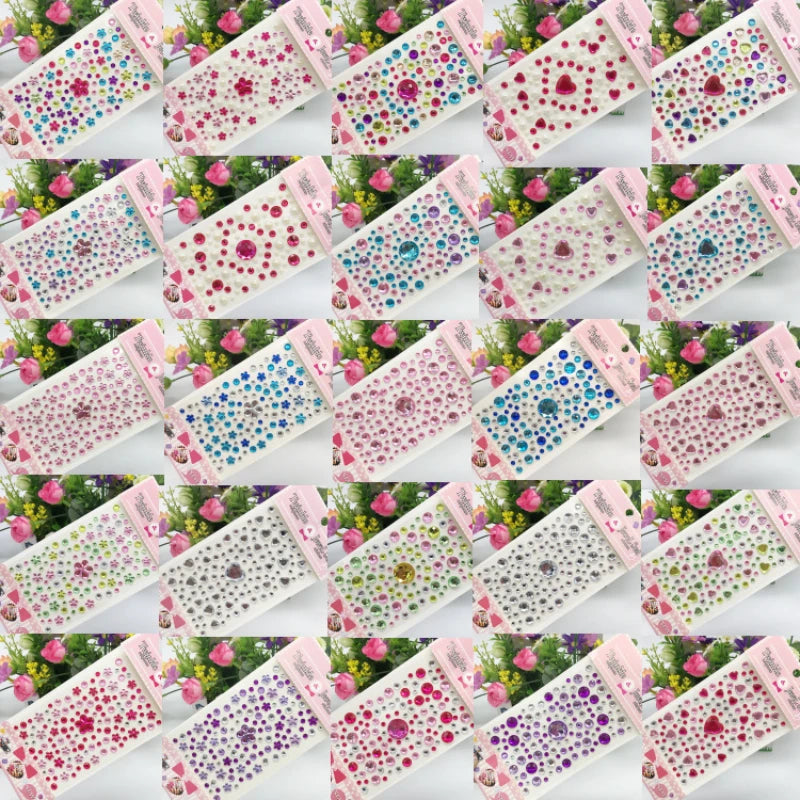 Kids Face Art Stickers with Rhinestones - Temporary Makeup Tattoos, 100% High Quality