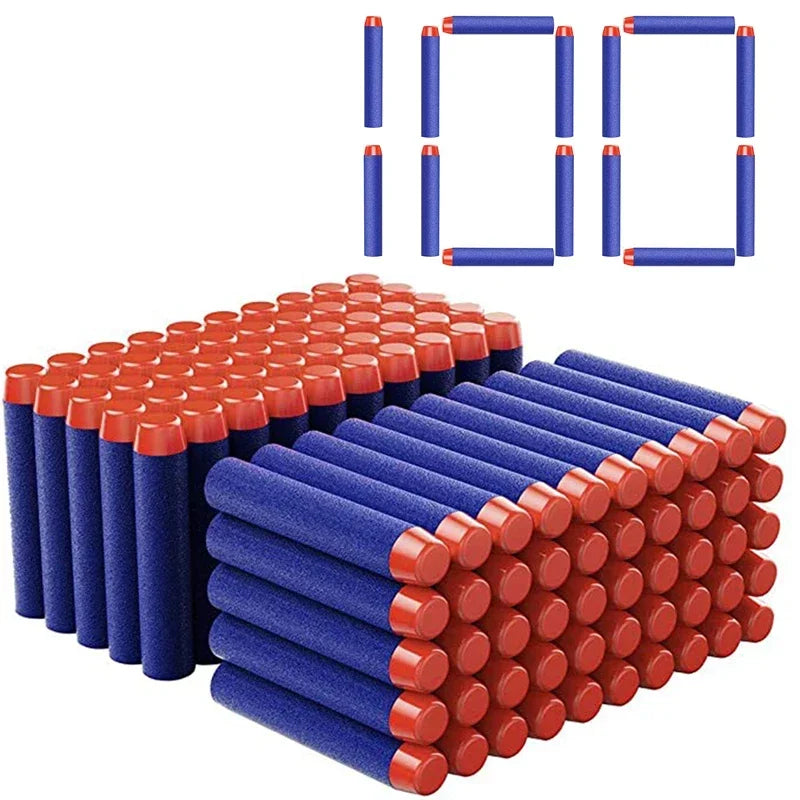Kids Toy Gun Refill Darts 7.2cm - 100pcs Blue Solid Round Head Bullets