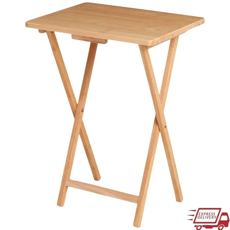 Indoor Folding TV Tray Table - Lightweight Solid Rubberwood, Space Saving