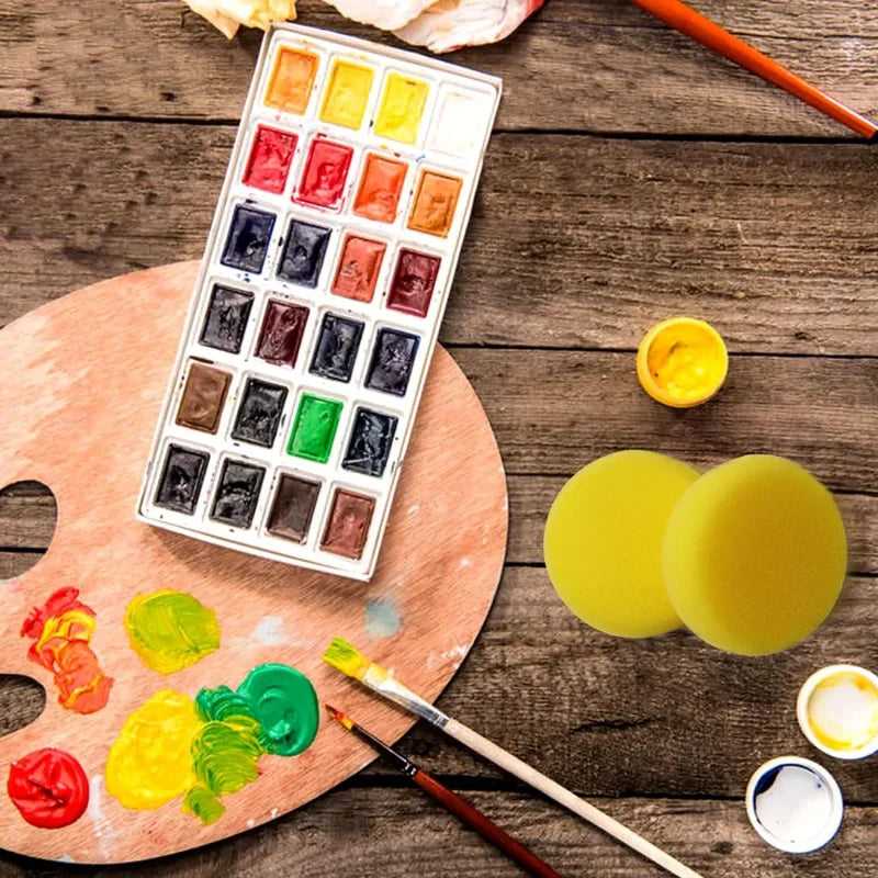 12-Pack Circular Watercolor & Clay Painting Sponges - Soft High-Absorption Art Tools