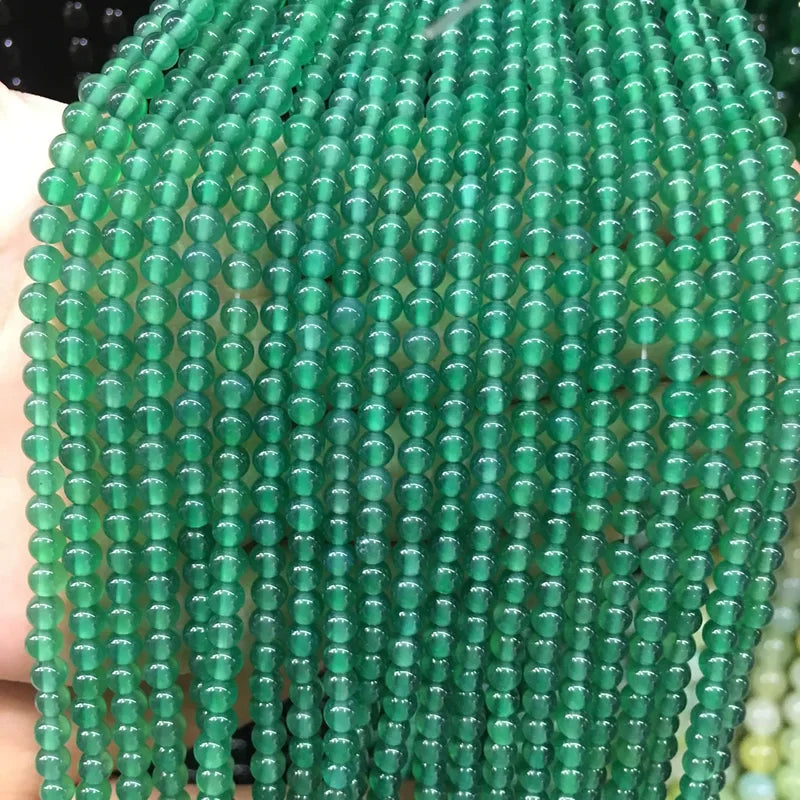 Natural Stone Beads Green Agate Round Loose Beads for Jewelry Making 4-12mm