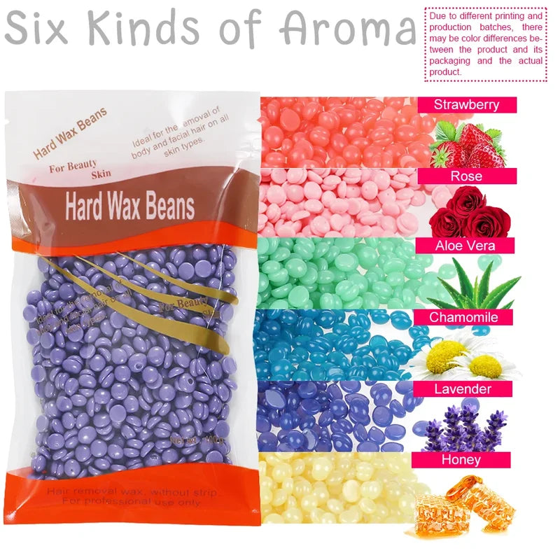 Hot Wax Hair Removal Beans - Painless Body & Facial Waxing, All Colors