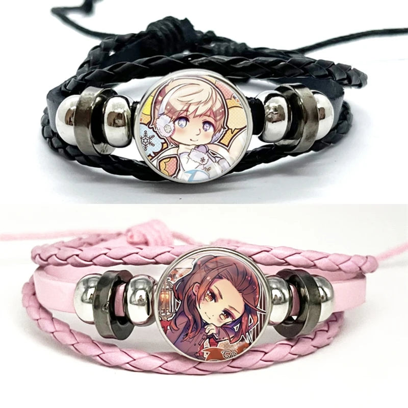 Anime Hetalia Axis Powers Leather Bracelets Glass Dome Snap Button Jewelry for Women Men
