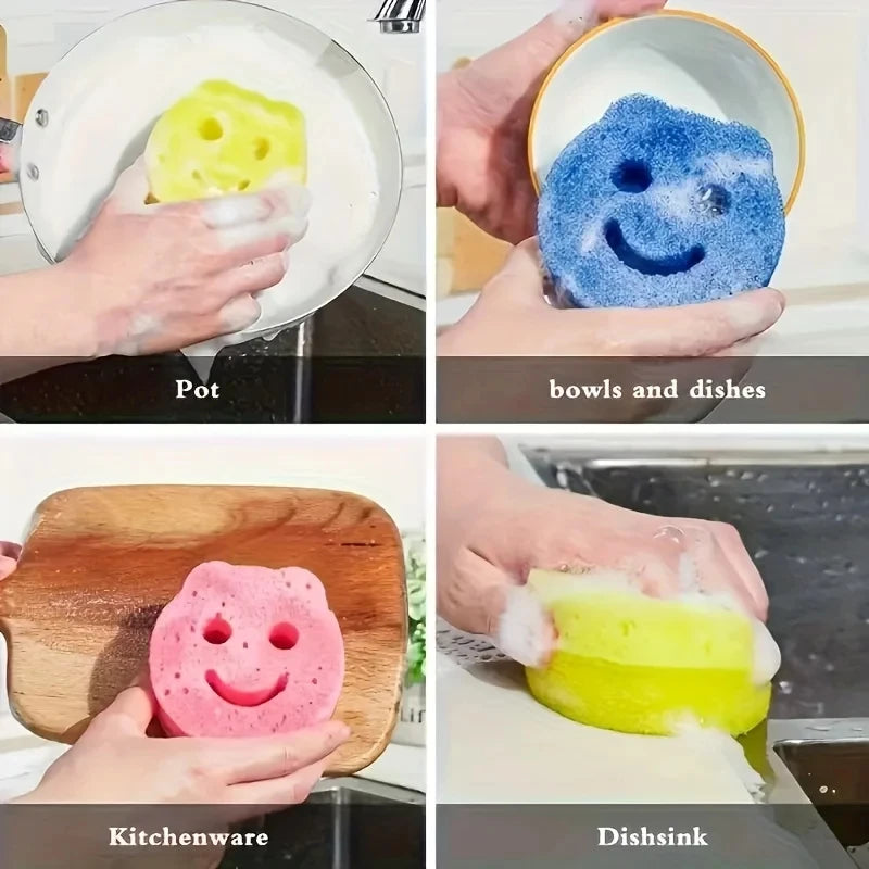 3-Piece Kitchen Sponge Brush Set, Multi-Functional Scrubbing Sponges for Frying Pan Cleaning