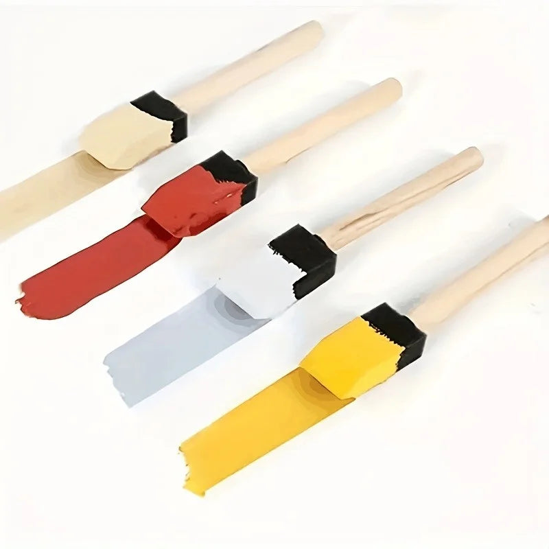 Wooden Handle Foam Paint Brush - Sponge Brush for DIY Painting & Dyeing