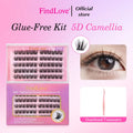 Self-Adhesive 5D Camellia Eyelash Clusters - Reusable No Glue Needed, 11-12mm