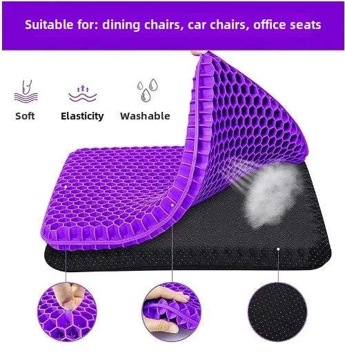 Breathable Gel Seat Cushion for Office Car Travel Support - Non-Slip Base