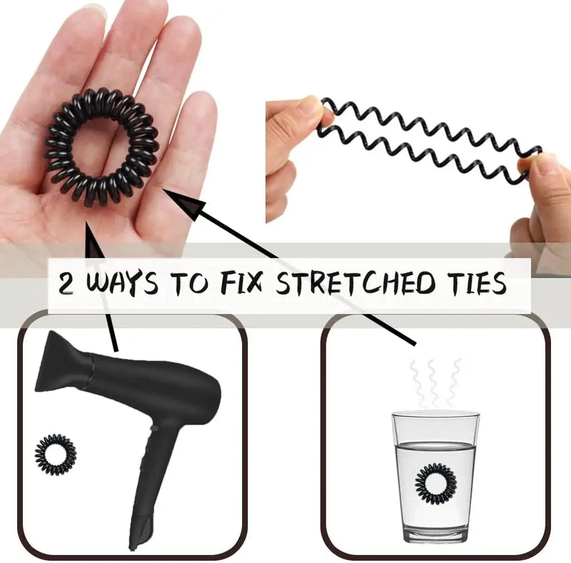 Large Spiral Hair Ties 30mm Coil Hair Bands Waterproof Strong Hold Set