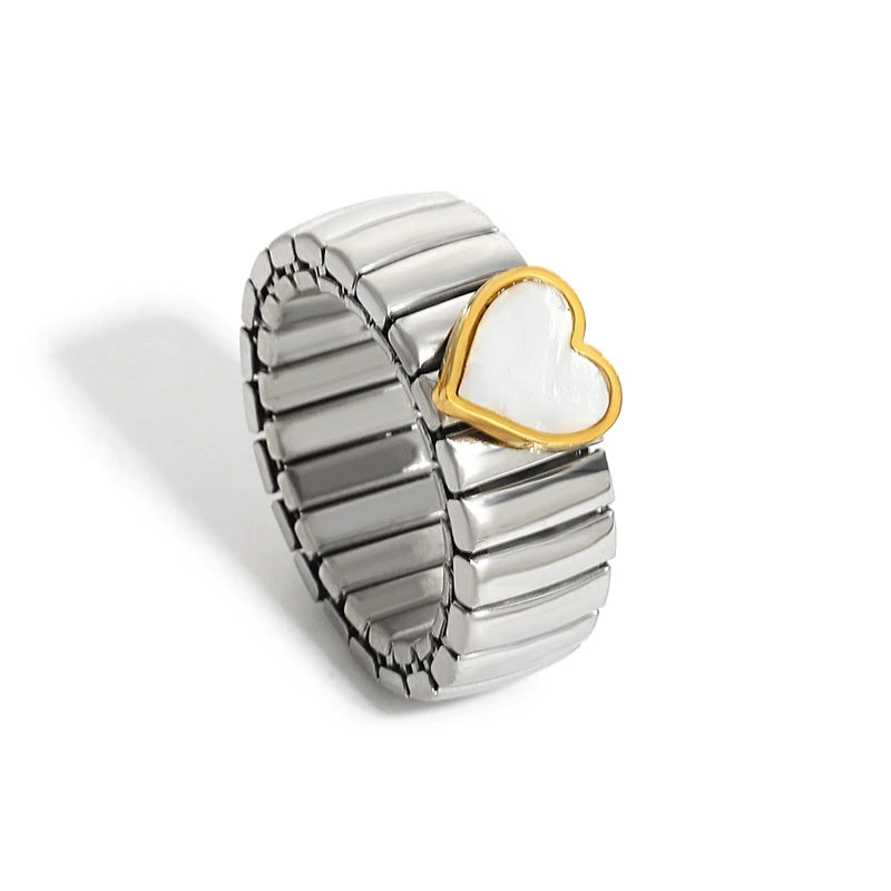 Heart Rings for Women & Men Stainless Steel Jewelry Couple Gift Gold Silver