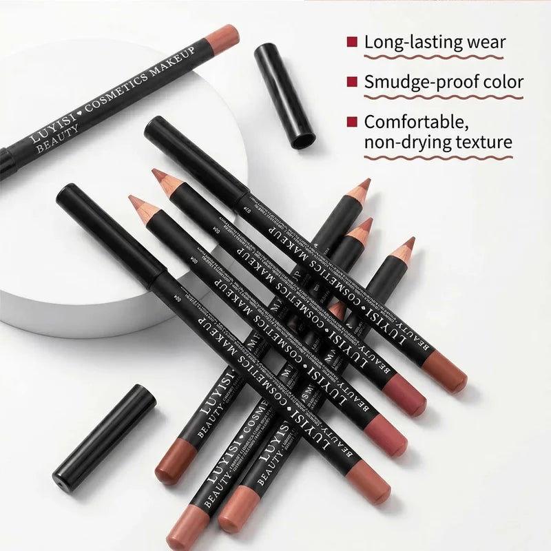 Long Lasting Matte Lip Liners Set Waterproof Velvet Lip Pencils Natural Lip Shaping