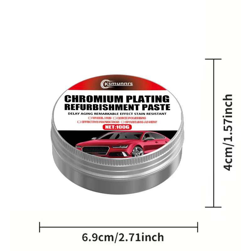 Universal Chrome Polish & Restorer Wax for Wheels Exhaust Tips Vehicle Accents