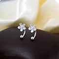 Sterling Silver Flower Stud Earrings for Women Minimalist Jewelry Light Luxury