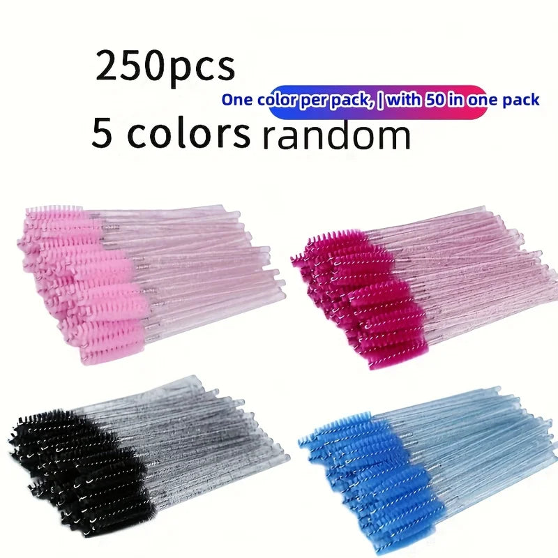 Disposable Lash & Brow Spoolie Wands with Nylon Bristles - 300PCS Assorted Colors