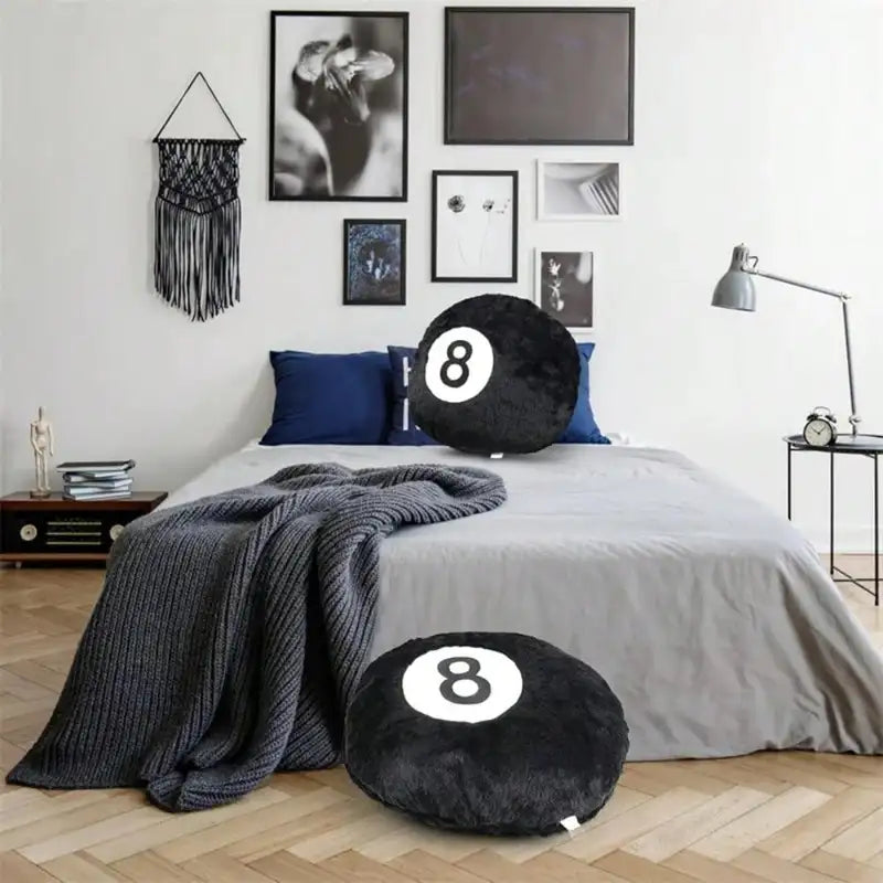 Decorative Billiard 8 Ball Pillow - Soft Plush Throw Cushion for Home & Pool Table