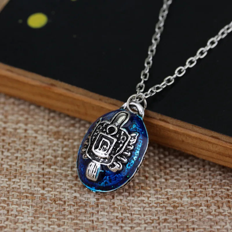 The Vampire Diaries Necklace Elena Gilbert Movie Charm for Women - Blue Stone Choker