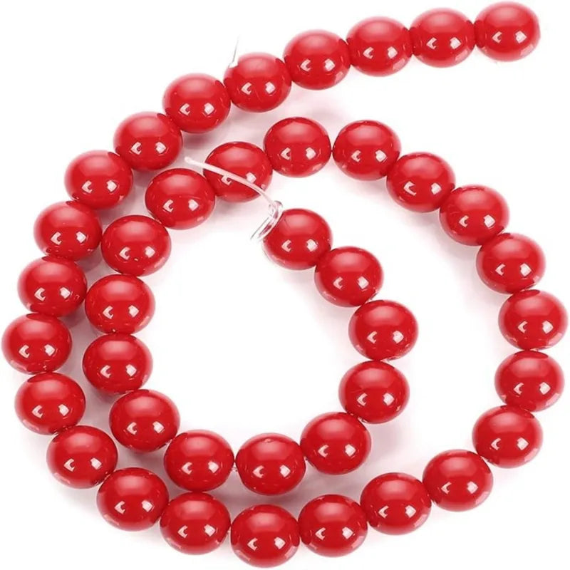 6/8/10mm Red Coral Crystal Beads for Jewelry Making DIY Bracelets & Necklaces