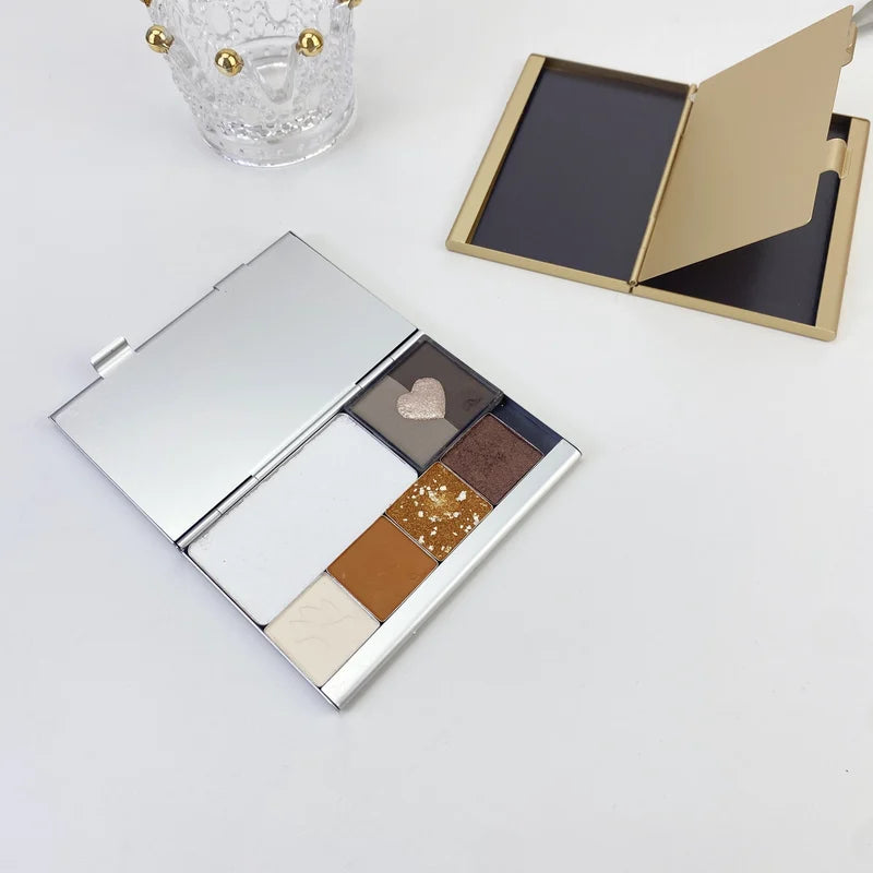 Ultra-Thin Aluminum Magnetic Dual-Layer Makeup Storage Case Refillable Compact