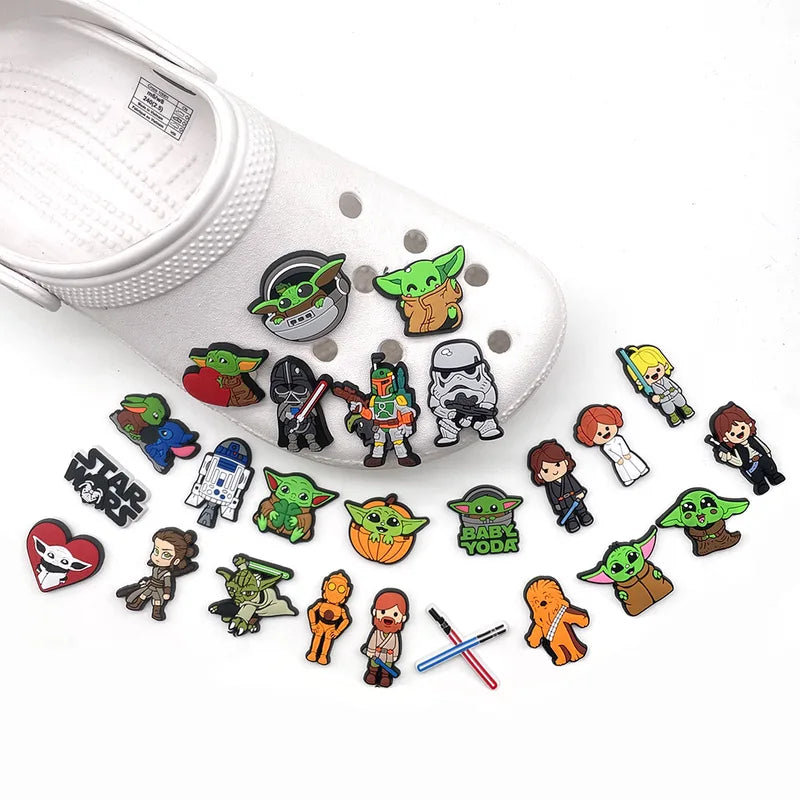 25pcs Anime Star Wars Cartoon Sandal Charms PVC Shoe Buckle Accessories
