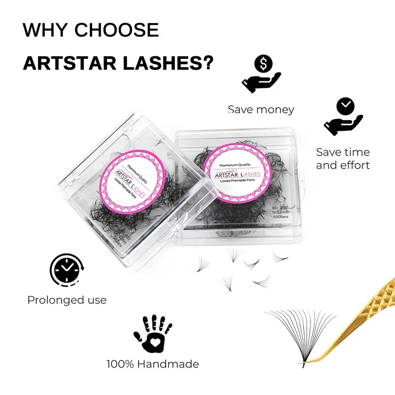 Premade Volume Eyelash Extensions 4D-20D Fans Long Stem Professional Lashes
