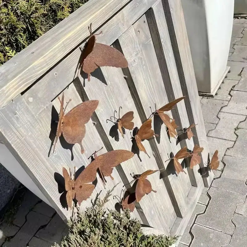 Set of 15 Rustic Metal Butterfly Wall Decor for Garden & Outdoor Fence