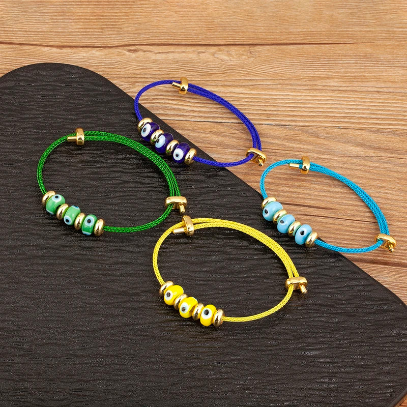 Evil Eye Rope Charm Bracelet for Women Adjustable Punk Jewelry Gift