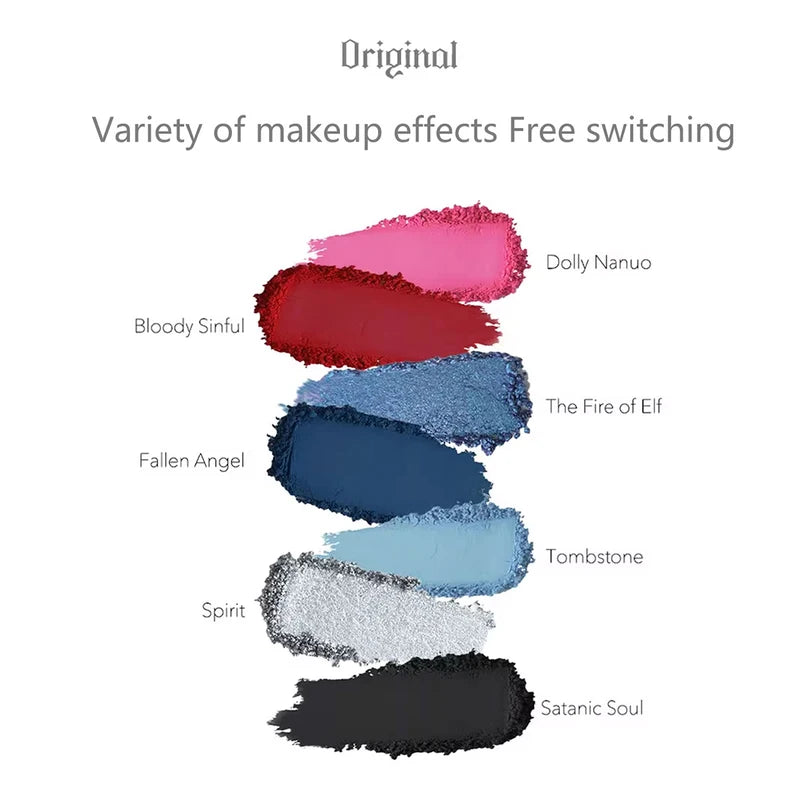 Seven-Color Eyeshadow Palette - Matte & Shimmer Finishes, Bold Makeup Look