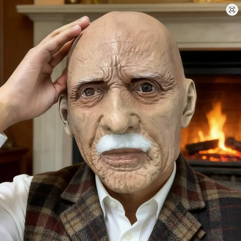 Realistic Old Man Latex Mask - Bald Grandpa Face for Halloween Costume Party