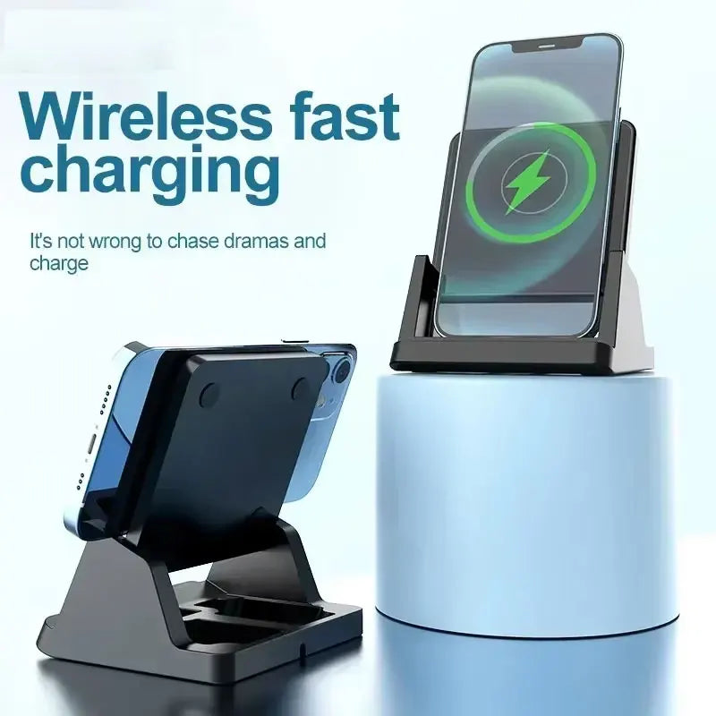Wireless Charging Stand Dock for iPhone, Samsung, Xiaomi - Fast 15W, Removable Vertical & Horizontal Holder