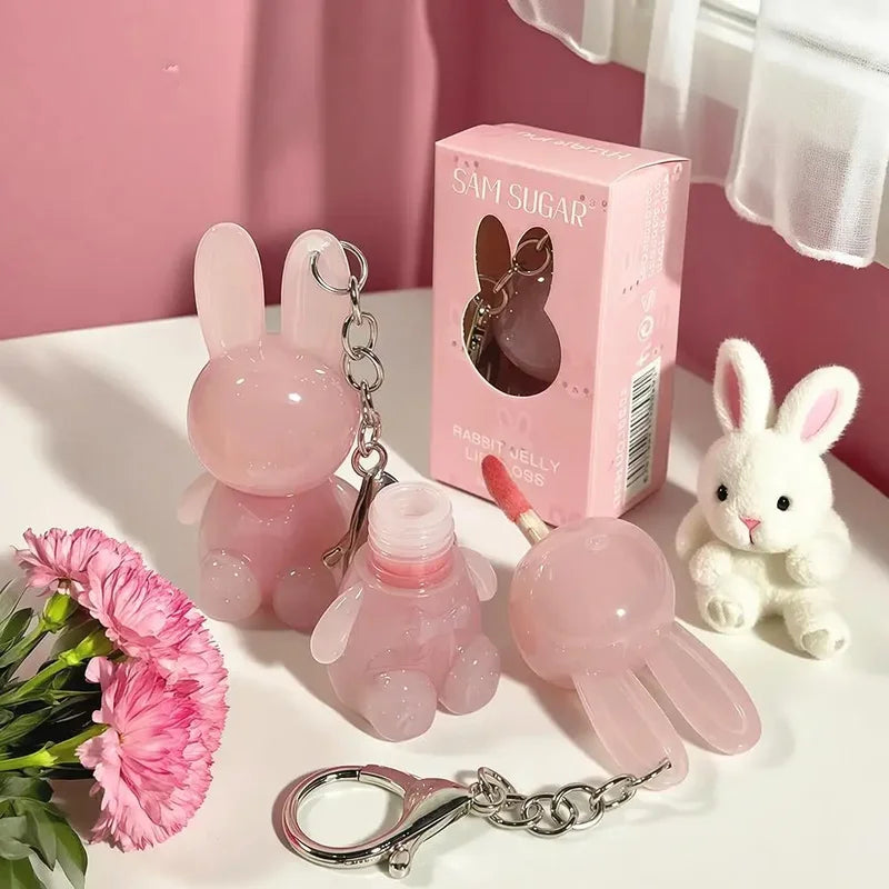 Moisturizing Lip Gloss with Keychain & Bracelet Water-Resistant Non-Stick Tint
