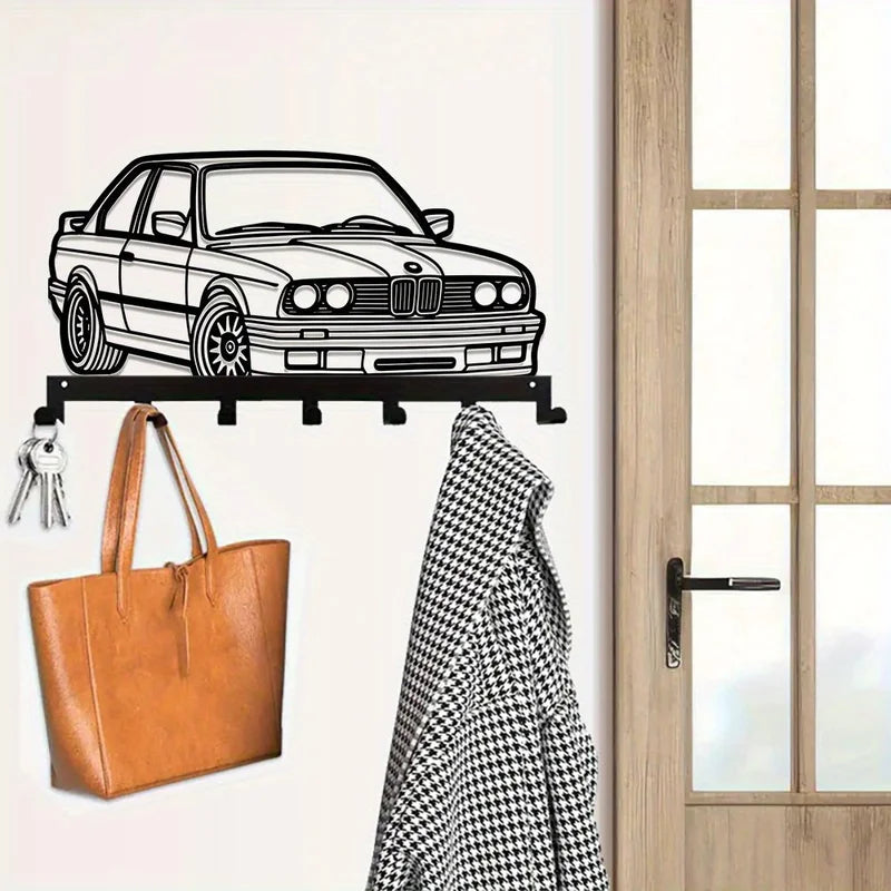 7-Hook Wall-Mounted Metal Key Holder Organizer for Keys Towels Coats