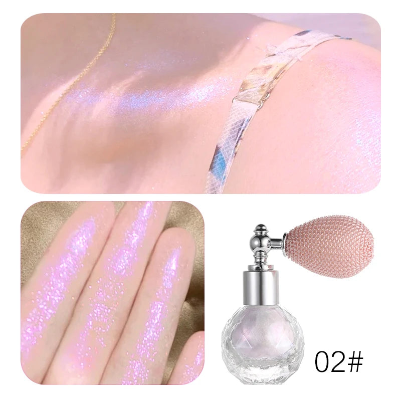Glitter Body Powder Highlighter Spray for Face & Body - Sparkling Makeup Shine