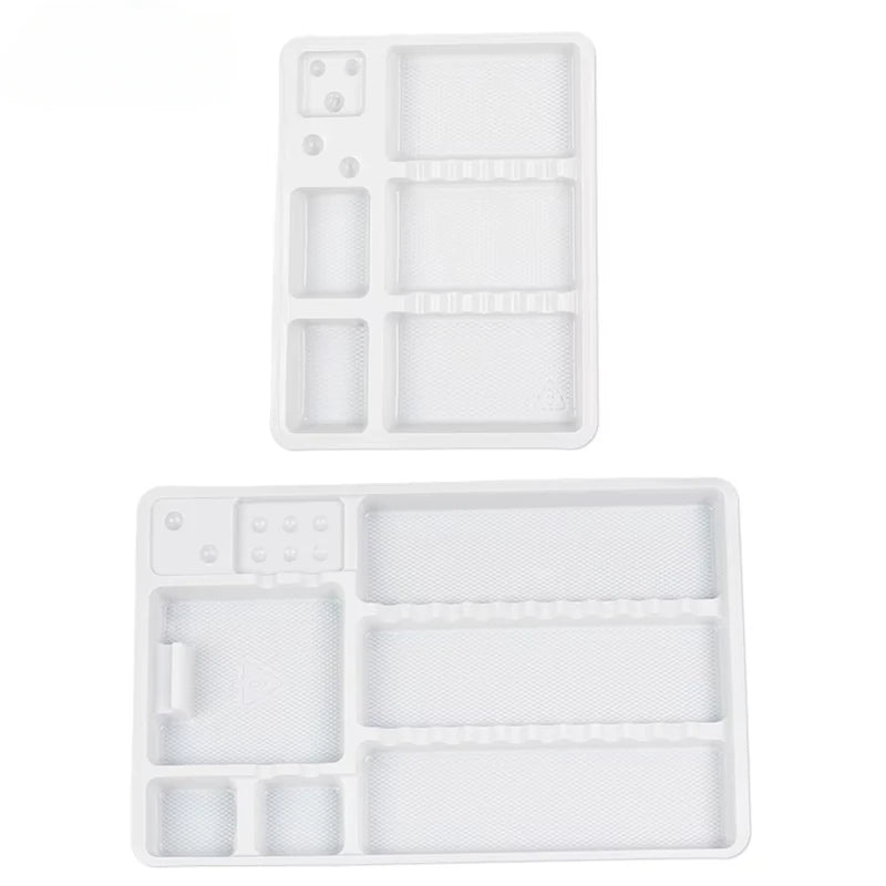 Disposable Dental & Makeup Organizer Trays - PVC Plastic Storage Plates, 50 Pcs