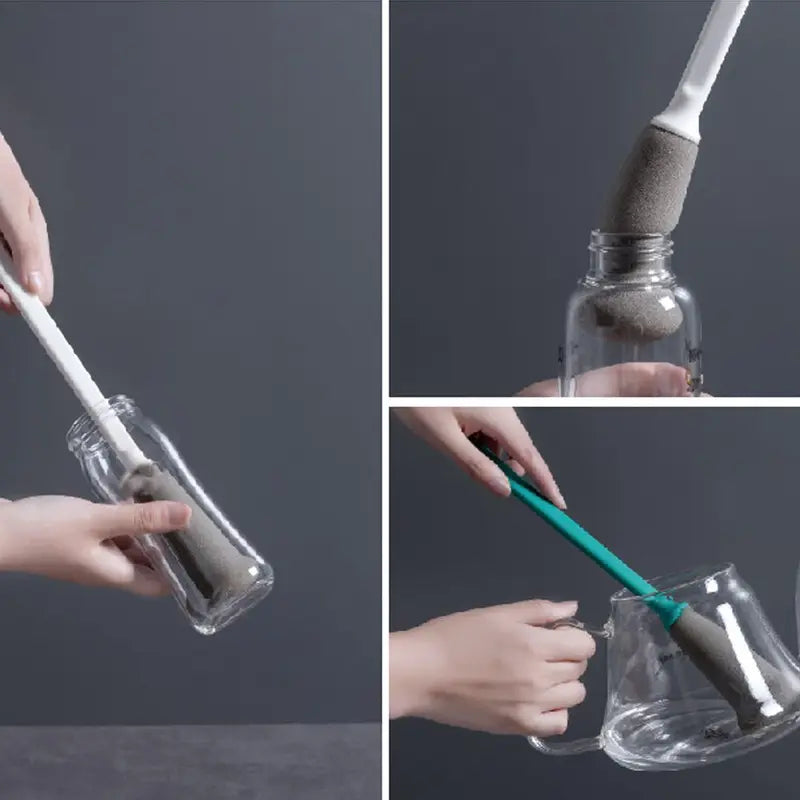 Long Handle Glass Cup Brush for Kettles & Bottles, All-Round Cleaning Tool