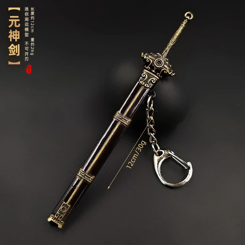 Mini Ancient Sword Metal Keychain Retro Chinese Cold Weapon Pendant Collectible