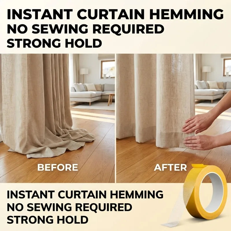 Universal Curtain Shortening Tape - Traceless Adhesive, 393.7 Inch Home Repair