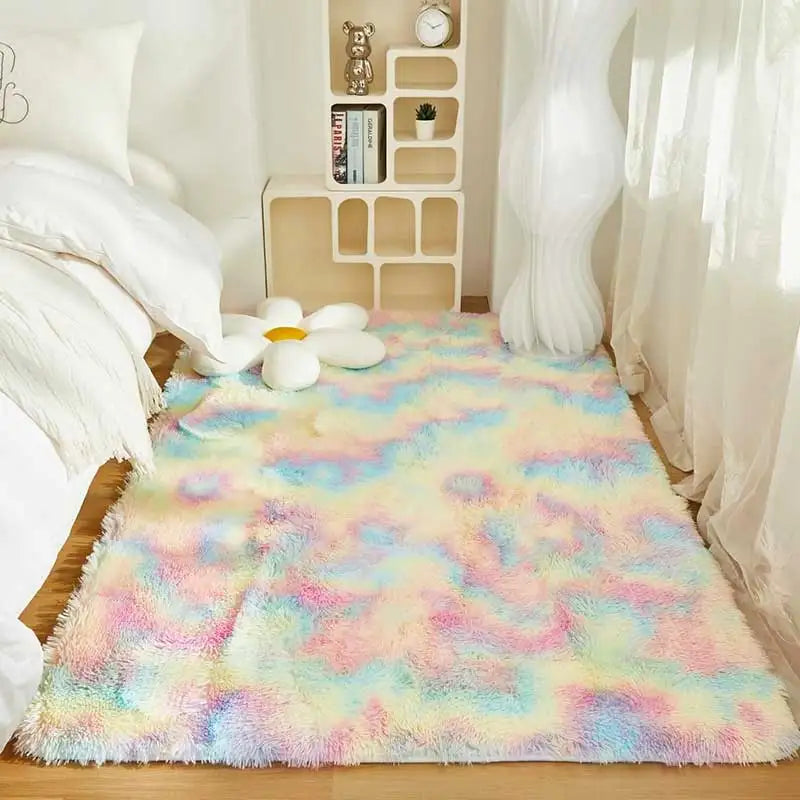 Kids Rainbow Carpet for Living Room and Bedroom - Soft Non-Slip Rugs for Children