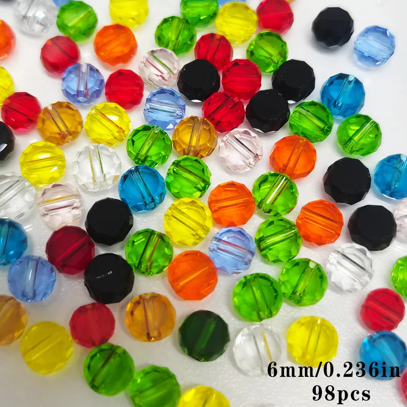 Colorful Flat Disc Glass Beads for Jewelry Making - Crystal Faceted Beads