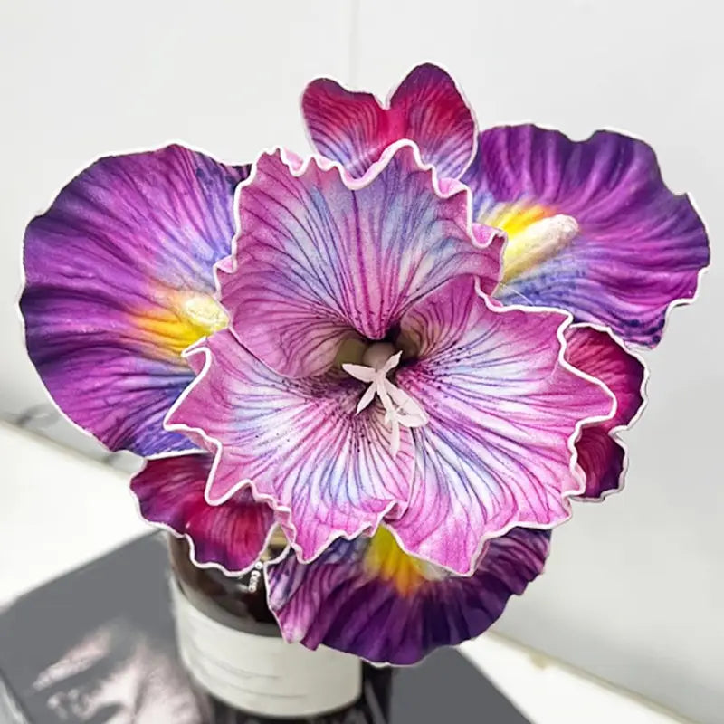 Artificial Iris Flower Bouquet - Real Touch Fake Floral Arrangement for Home Decor