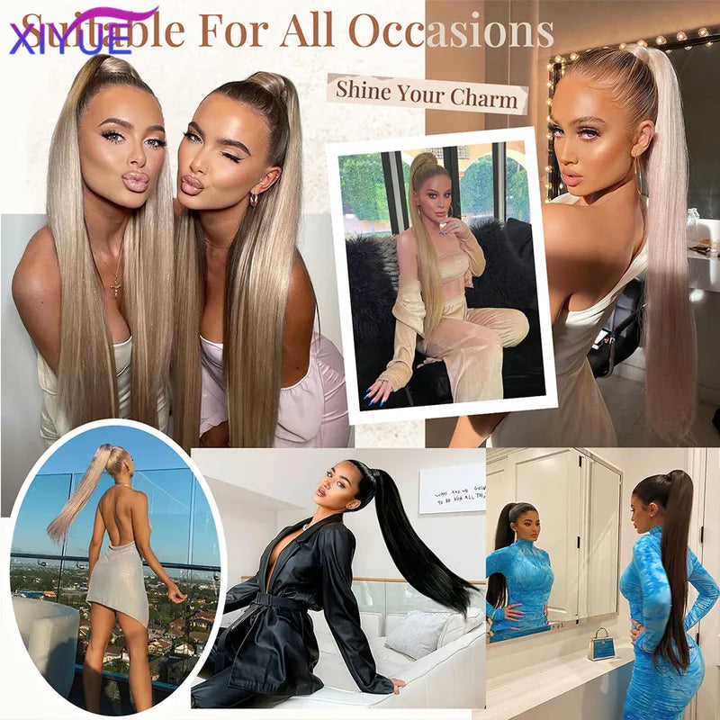 28 Inch Synthetic Ponytail Hair Extension Wavy Curling Hair Wrap for Women & Girls