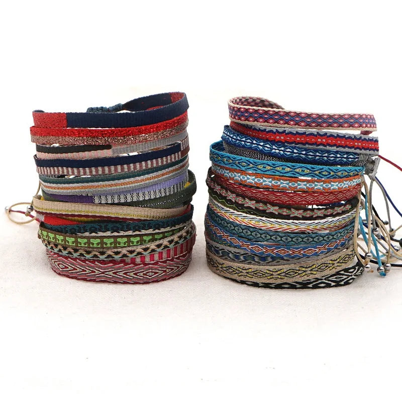 Handwoven Boho Friendship Bracelet for Women and Men - Colombia Cloth Wrap Jewelry