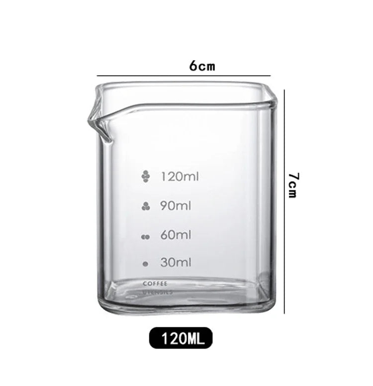 Measuring Pitcher Mug Set - Clear Borosilicate Glass, 90/120ml Espresso Cups
