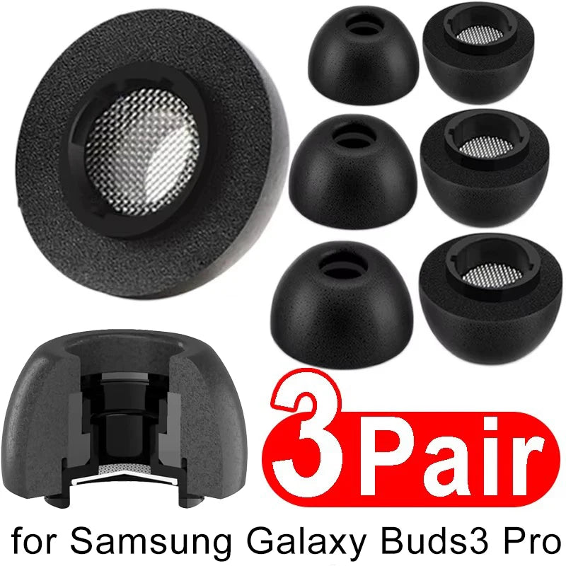 Memory Foam Ear Tips for Samsung Galaxy Buds 3 Pro & 4 - Noise Reducing Earbud Replacement