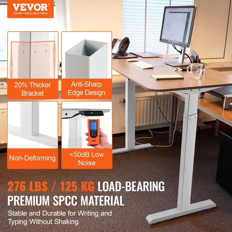 Electric Standing Desk Frame - Adjustable Height Ergonomic Workstation Base for Home Office