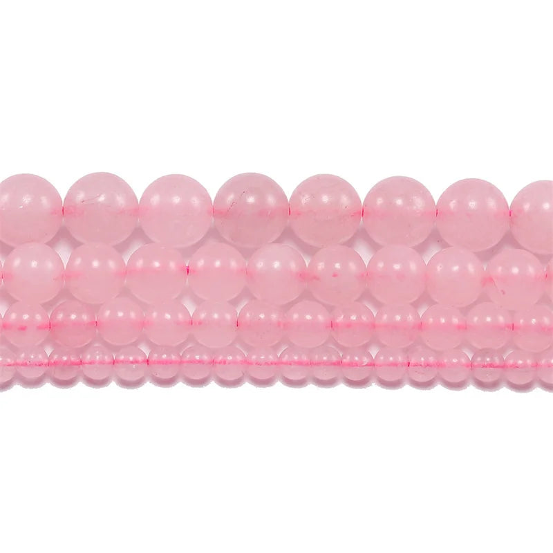 Pink Rose Crystal Quartz Beads for Jewelry Making - Natural Stone Loose Round Beads 6-10mm