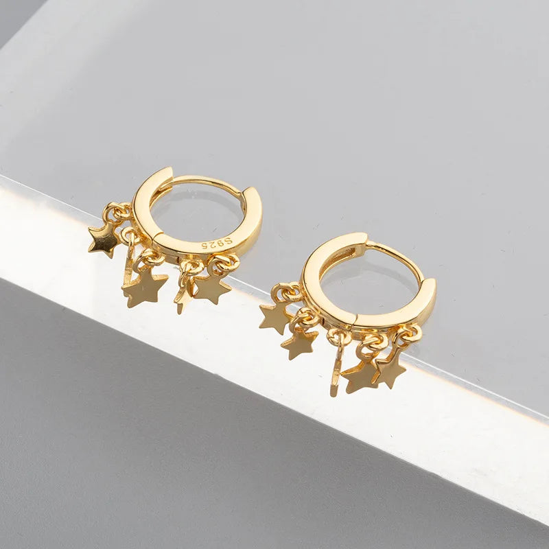 Gold-Plated Star Tassel Dangle Earrings for Women Vintage Jewelry Gift