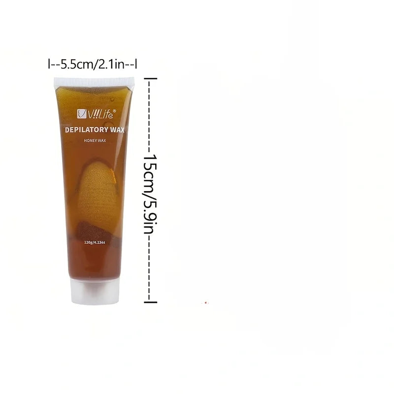 Salon Grade Honey Wax Kit with 120g Tube, 10 Strips & Pre/Post Care Oil