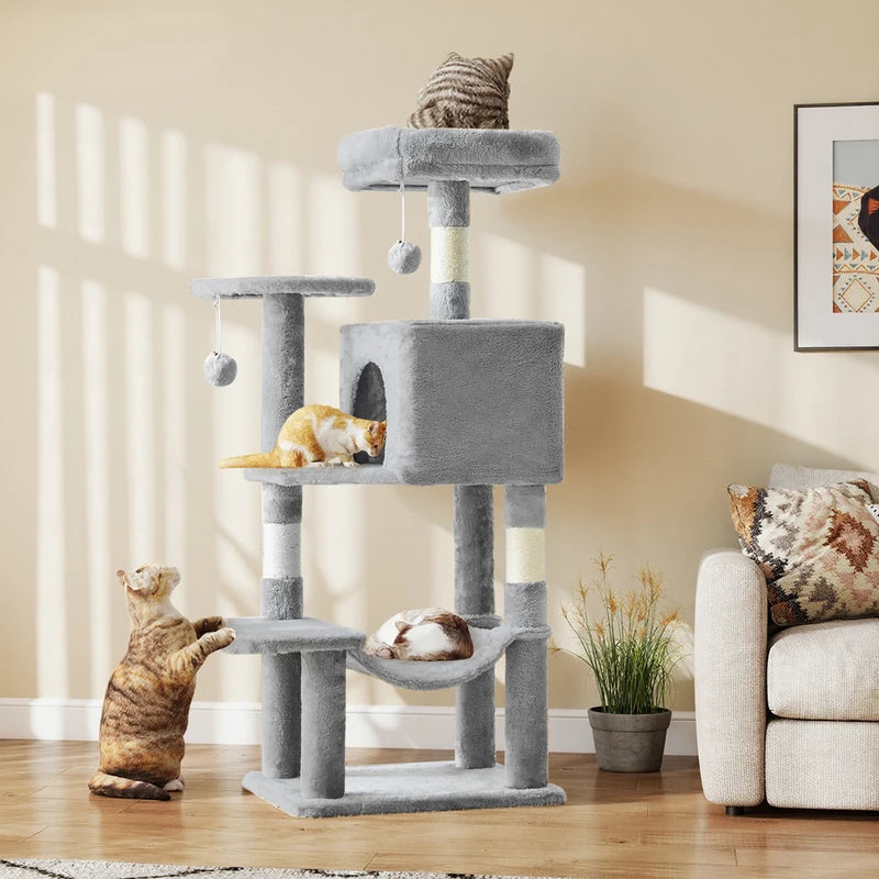 Tall Multi-Level Cat Tree Tower with Scratching Posts and Cozy Condo for Indoor Cats